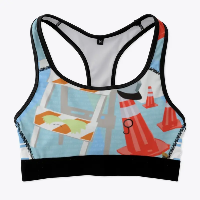 Barrier and Cones Sports Bra